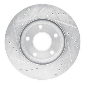 Nissan Sentra Brake Rotor (1) - Front Right - R1 Concepts - Drilled & Slotted - Silver - `13-`19